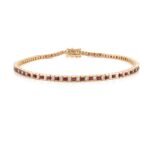 18k 純金紅寶石鑽石網球手鍊