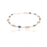 18k Solid Gold Multi-Sapphire Chain Bracelet - Image 2