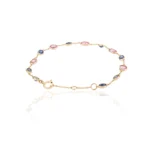 18k Solid Gold Multi-Sapphire Chain Bracelet