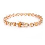 18k Solid Gold Multi Sapphire Heart Tennis Bracelet - Image 5