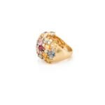 14K Solid Gold Multi Sapphire Band Ring - Image 9