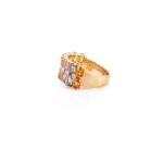 18K Solid Gold Multi Sapphire Diamond Wide Band Ring - Image 5