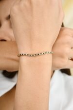 18k Solid Gold Blue Sapphire and Diamond Bracelet for Her - Image 2