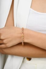18k Solid Gold Multi Sapphire Heart Tennis Bracelet - Image 4