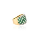14K Solid Gold Emerald Diamond Wide Band - Image 7