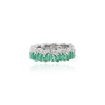 18K Solid Gold Emerald Diamond Eternity Band