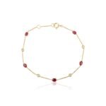 18k Solid Gold Ruby Diamond Chain Bracelet - Image 5