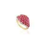 14K Solid Gold Ruby Cluster Ring - Image 3