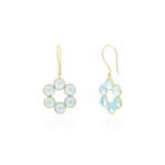 18k Solid Gold Blue Topaz Bubble Dangle Earrings - Image 6