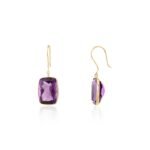 18k Solid Gold Amethyst Dangle Earrings - Image 4