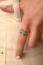 14K Solid Gold Emerald Statement Ring - Image 2