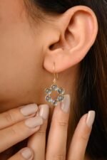 18k Solid Gold Blue Topaz Bubble Dangle Earrings - Image 3