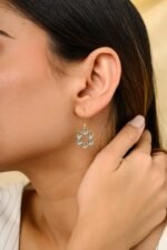 18k Solid Gold Blue Topaz Bubble Dangle Earrings - Image 4