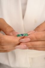 14K Solid Gold Emerald Sapphire Ring - Image 2