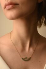 18k Solid Gold Emerald Pendant Necklace - Image 3