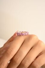 14K Solid Gold Pink Sapphire Eternity Band - Image 4