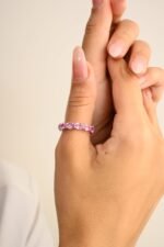 14K Solid Gold Pink Sapphire Eternity Band - Image 6