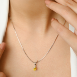 14K Solid Gold Yellow Sapphire Pendant - Image 2