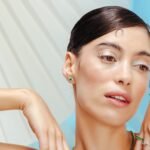 14K Solid Gold Halo Diamond Emerald Stud Earrings - Image 2