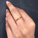 18K Solid Gold Citrine Baguette Birthstone Ring - Image 2