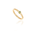 18K Solid Gold Peridot Solid Link Chain Ring - Image 3