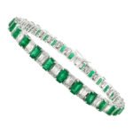 18k Solid Gold Emerald Diamond Tennis Bracelet - Image 4