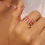 18K Solid Gold Oval Ruby Half Eternity Band - Image 2