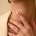 18K Solid Gold Multi Sapphire Double Eternity Band - Image 4