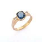 14K Gold Sapphire & Diamond Wedding Ring - Image 3