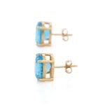 18k Solid Gold Blue Topaz Dainty Studs - Image 3