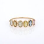 18K Solid Gold Multi Sapphire Half Eternity Band