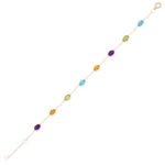 14K Solid Gold Multi Gemstone Stackable Bracelet - Image 2