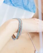 14K Solid Gold Sapphire & Diamond Sleek Bracelet - Image 4