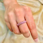 14K Solid Gold Pink sapphire Dome Style Band - Image 2