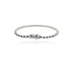 14K Solid Gold Sapphire & Diamond Sleek Bracelet - Image 3