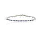 14K Solid Gold Sapphire & Diamond Sleek Bracelet