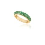 18K Solid Gold Emerald Dome Style Band - Image 3