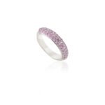 14K Solid Gold Pink sapphire Dome Style Band - Image 3