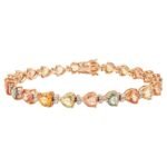 18k Solid Gold Multi Sapphire Heart Tennis Bracelet - Image 7