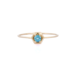 18K Solid Gold Blue Topaz Ring