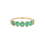 18K Solid Gold Emerald Half Eternity Band