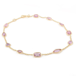 14K Solid Gold Pink Sapphire Bracelet