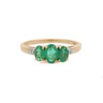 18K Solid Gold Emerald Ring