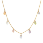 14K Solid Gold Multi-Gemstone Necklace