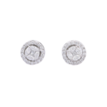 14K Solid White Gold Cluster Natural Diamond Studs