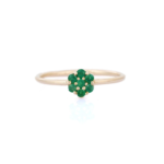 14K Solid Gold Flower Emerald Ring