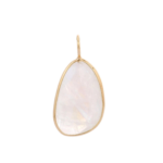 14K Solid Gold Moonstone Opaque Pendant