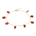 14K Solid Gold Natural Garnet Charm Bracelet
