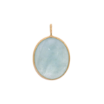 14K Solid Gold Opaque Cabochon Aquamarine Pendant