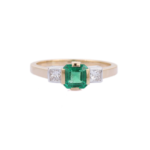 18K Solid Gold Emerald Ring